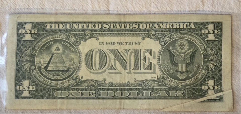 1969 D J Federal Reserve Note $1 One Dollar Miss Cut RM1157 - Image 2 of 4