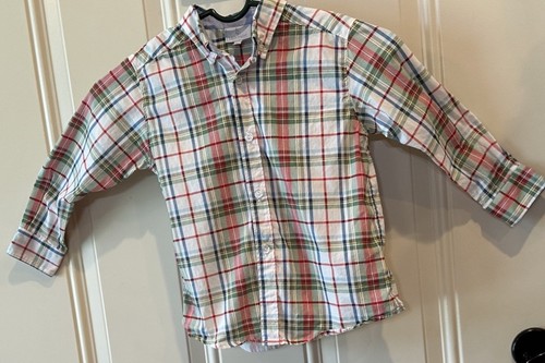 LITTLE ENGLISH Plaid Button Down Shirt Blue White Red Green Size 5 Long Sleeves - Picture 20 of 22