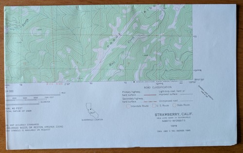 USGS Topo Map 7.5' Quad Strawberry, Calif. N3807.5-W12000/7.5 (1979)