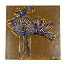 VTG Danish Modern Borje Skohg Ceramic Wall Plate BIRD TILE Gustavsberg SWEDEN