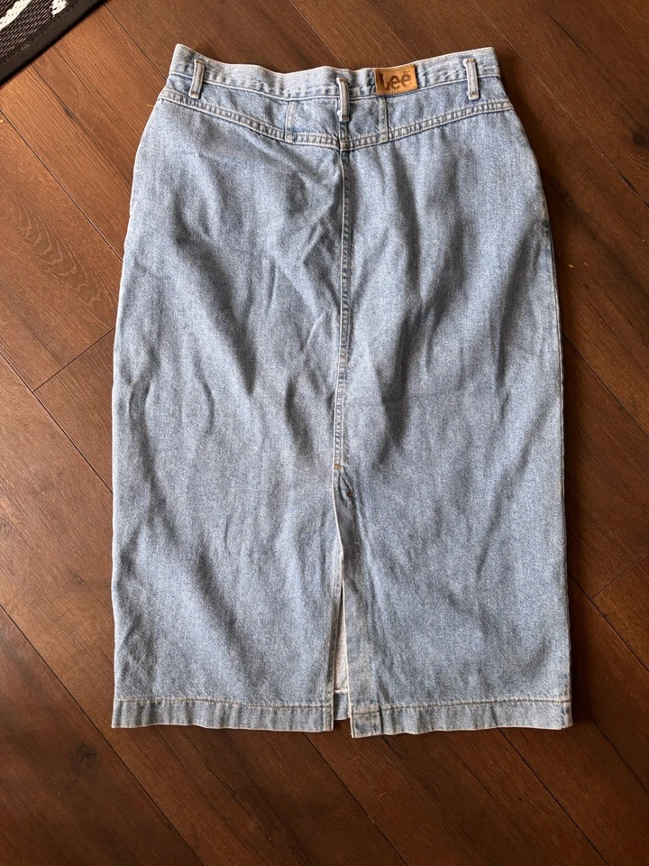 Vintage 80’s Lee  light wash denim jeans Skirt Long - Image 3 of 4