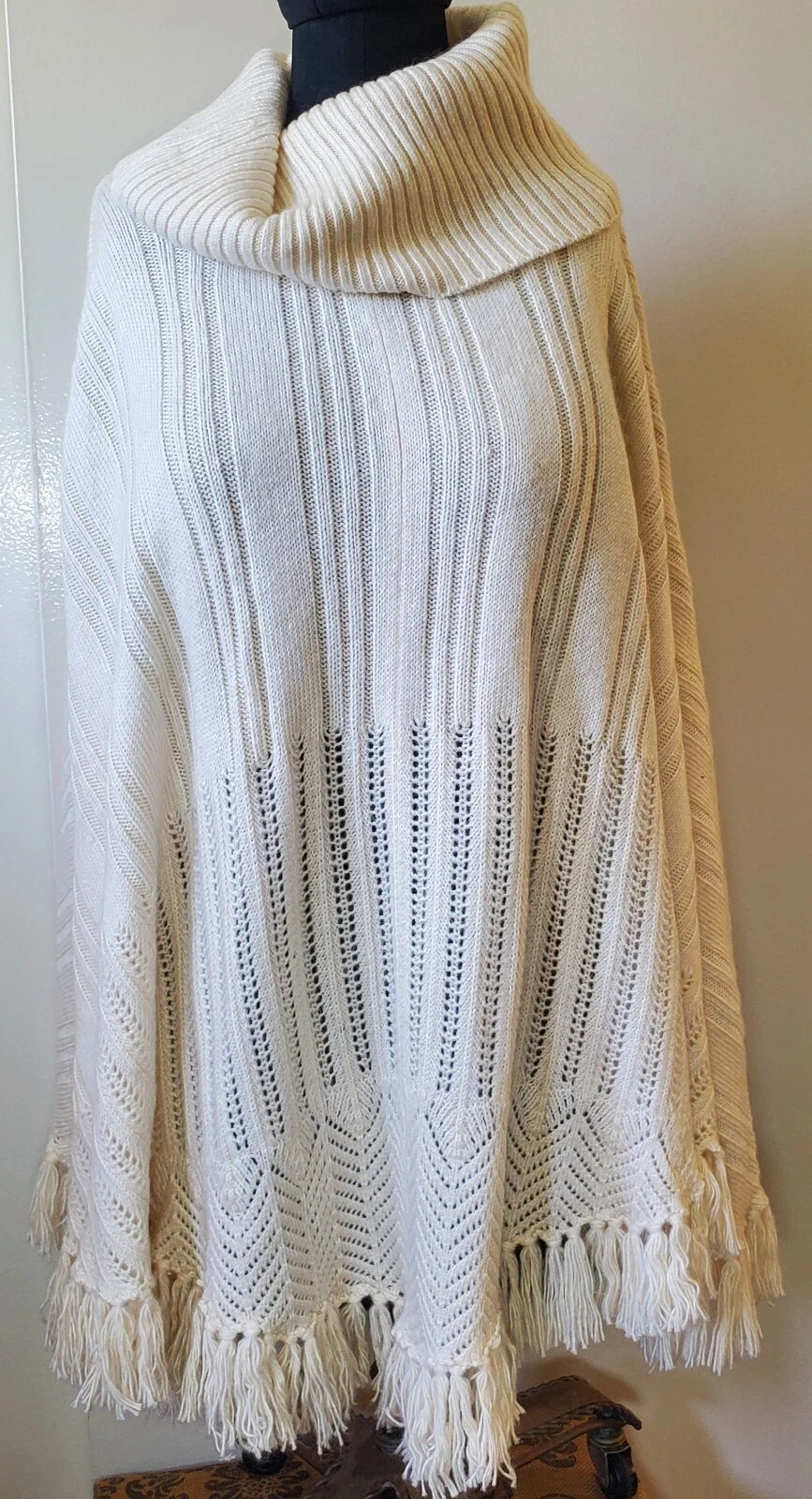COLDWATER CREEK Turtleneck Knit Long Poncho One Size Cape Lagenlook