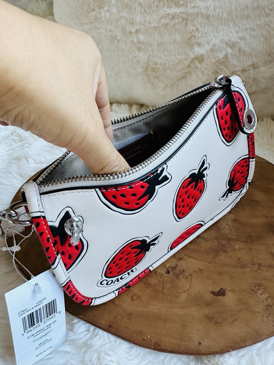 NWT Coach 1941 Strawberry Print Mini Leather Swinger 20 LH