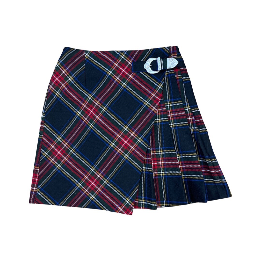 MAJE Tartan Plaid Kilt Mini Skirt Red Black 36 ASO SABRINA