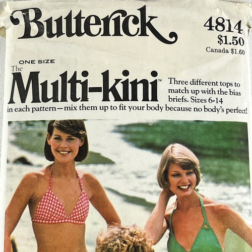 Butterick 4814 70s Bikini Swimsuit Swimwear 6 8 10 12 14 Sewing Pattern Cut VTG - Picture 4 of 8