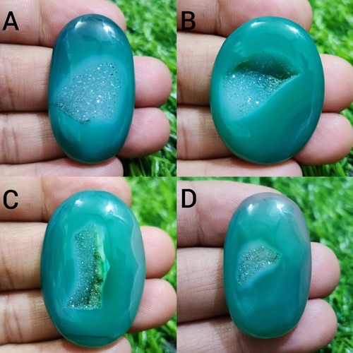 High Quality Window Druzy Agate Cabochon Oval Shape Loose Gemstone For Jewelry - Picture 7 of 13