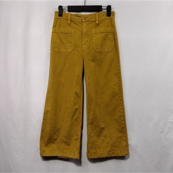 Point Sur J. Crew Wide Leg Crop Pants Women's 24P Mustard Yellow