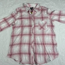 Well Worn Plaid Button Up Shirt, Women's Size Small, Pink Plaid