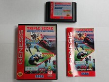 Triple Score Hang-On Columns Soccer Sega Genesis with manual and case authentic