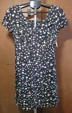 Old Navy Black & White Floral Short Sleeve Rayon Dress Sz M New With Tags
