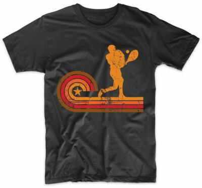 Men's Tennis Shirt - Retro Style Tennis Player Silhouette Sports T-Shirt
