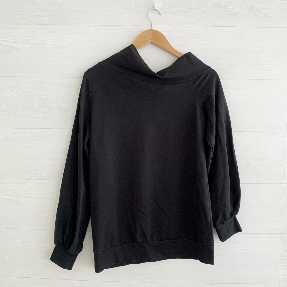 Moletom Sweaty Betty London - Preto gola capuz larga mangas reunidas, P - Imagem 3 de 4