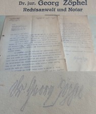 Politiker Notar Georg Z&Ouml;PHEL (1869-1953): Brief LEIPZIG 1946 &uuml;ber RICHARD WAGNER
