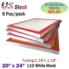 6pcs 20" x 24" Aluminum Frame Silk Screen Printing Screens with 110 White Mesh