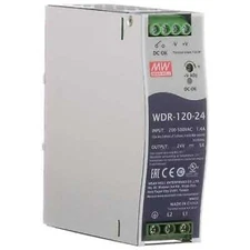 MEAN WDR-120-24 Power Supply,AC-DC,24V,5A,200-550V In,Enclosed,DIN Rail,PFC,120