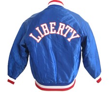DeLONG LIBERTY VARSITY NYLON BLUE JACKET SIZE S RARE MADE IN USA FREE S/H