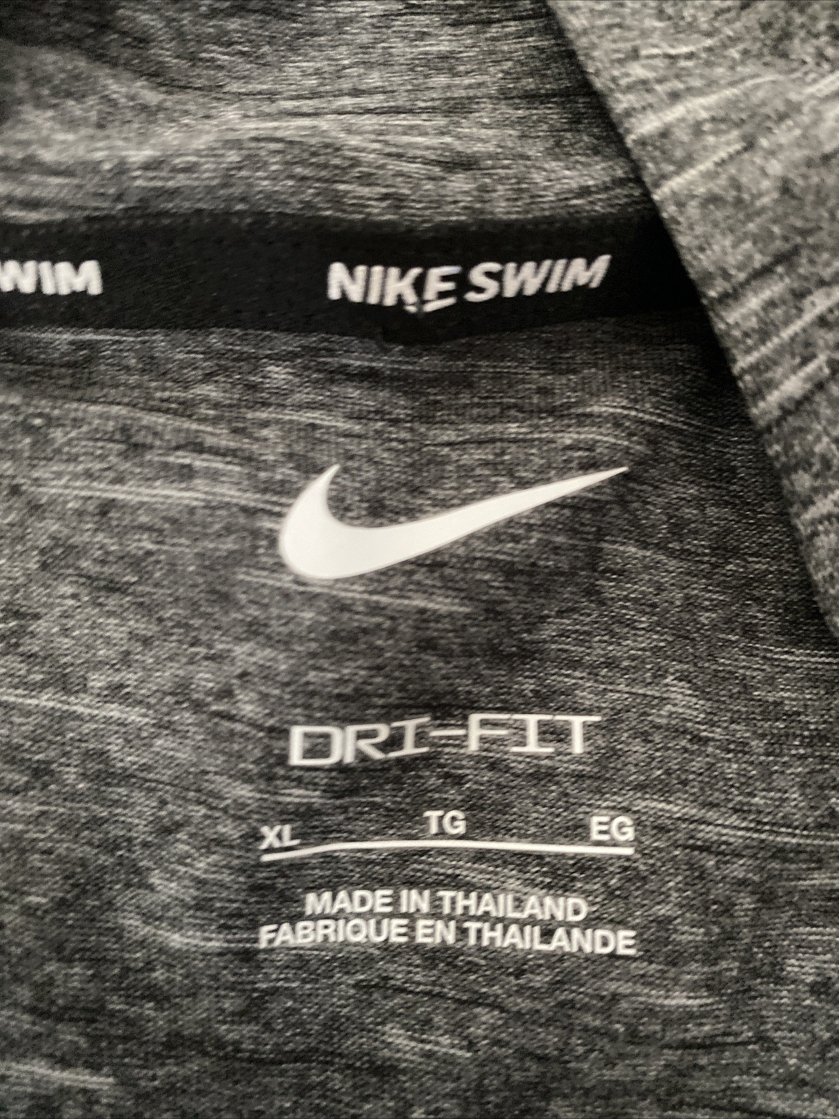 NIKE SWIM MENS DRIFIT GRAY HYDROGUARD UPF 40+ HOODED TSHIRT HOODIE XL