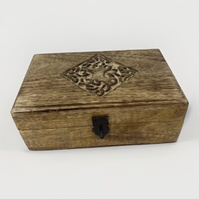 Handmade Mango Wood Jewelry Trinket Keepsake Box Could Add A Lock For Security