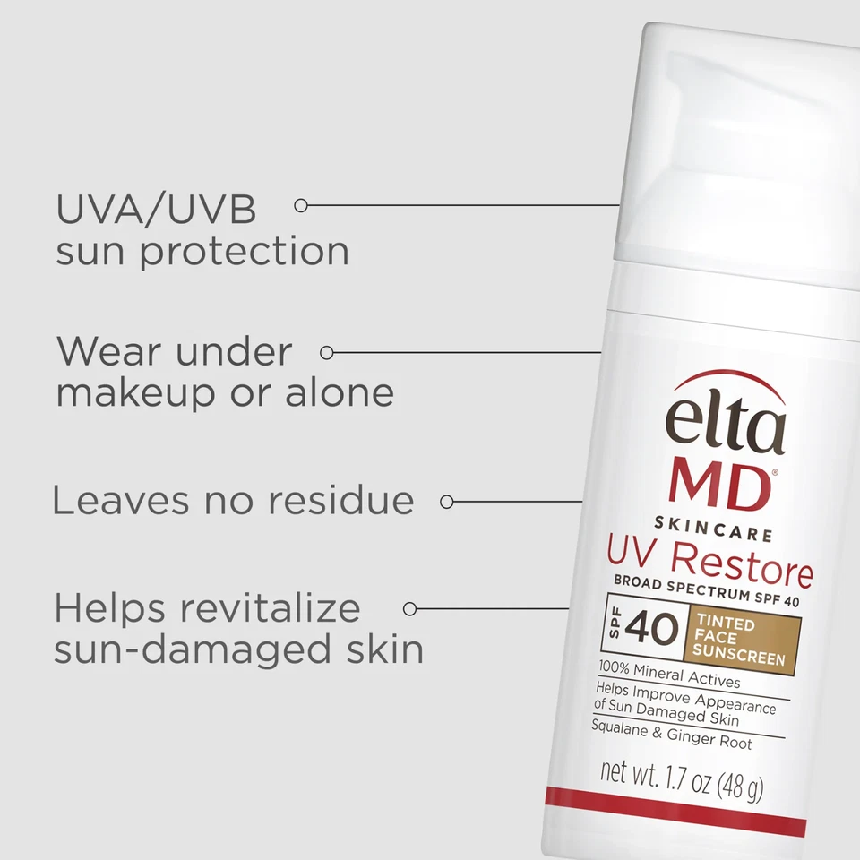 Elta MD TINTED UV Restore Facial Sunscreen SPF 40 1.7 oz EXP 01/27 *New In Box* - Image 3 of 4