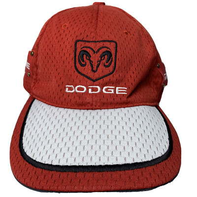 Dodge NASCAR Baseball Hat Red Strap Back Sample Riveted Emblems Jersey Fabric