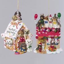 Happy Holiday Dog House Ornaments