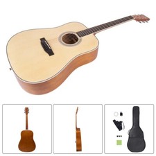 6 String Dreadnought Acoustic Guitar Spruce Top 20 Frets with Gig Bag Natural