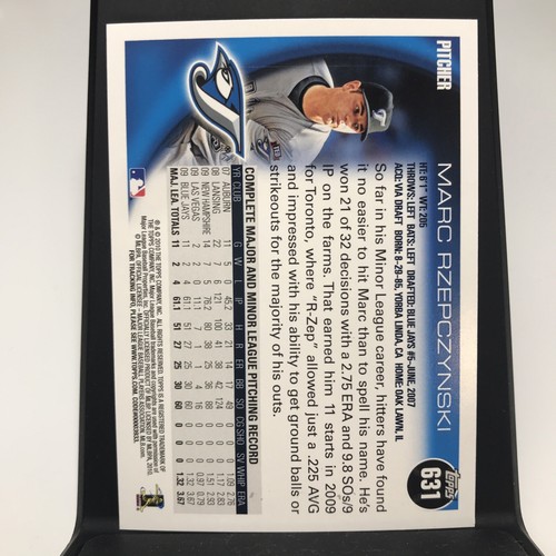 2010 Topps Toronto Blue Jays Baseball Card #631 Marc Rzepczynski - Picture 2 of 2