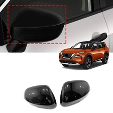 black Door Side Mirrors Covers For Nissan Rogue 2021 2022 2023