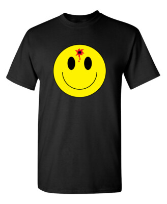 Bullet Smile Emoticon Sarcastic Humor Graphic Super Soft Ring Spun Funny T Shirt