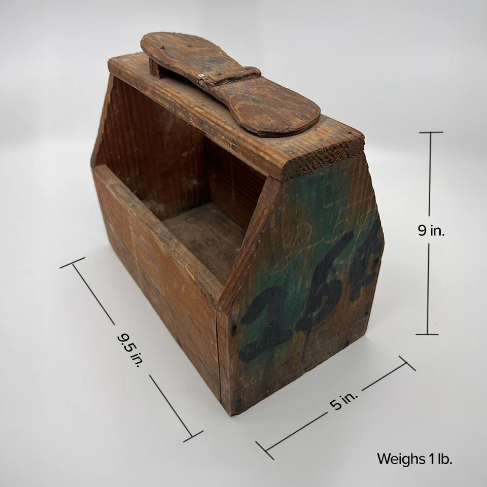 Caja de brillo de zapatos vintage - Precio pintado "25¢", carrito de madera primitiva - Años 30-50 Foto 4 de 4