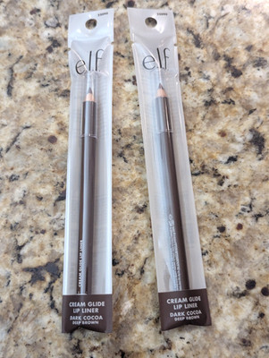 2 Pack E.L.F. Cream Glide Lip Liner elf Dark Cocoa Deep Brown 0.03 oz