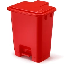 5 Gallon Red Step on Trash Can Hands-Free Waste Bin with Odor Control Lid Touchl