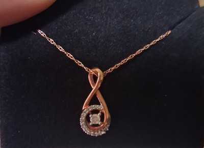 Kay Jewelers 10k Rose Gold Halo Dancing Diamond Pendant Necklace