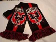 DC United MLS Scarf Soccer Red Black Striped Washington DC MLS Acrylic Scarf