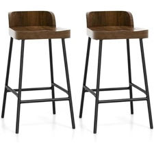 24.5'' bar stools set of 2, counter height bar stools with low back & 