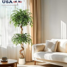 60in Faux Ficus Tree Indoor Adjustable Leaves Artificial Plant Modern Decor New
