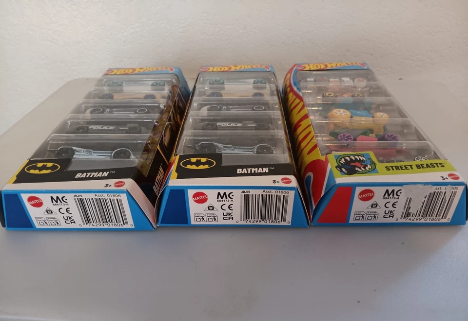2024 Hot Wheels Batman 5-Pack (x2) 2025 Street Beasts 5-pack (x1) Blue Duck! - Image 3 of 3