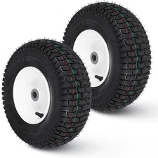2-Pc 13x5.00-6 Lawn Mower Tractor Turf Tires with Rim Wheel 3" Hub 3/4" Bushing