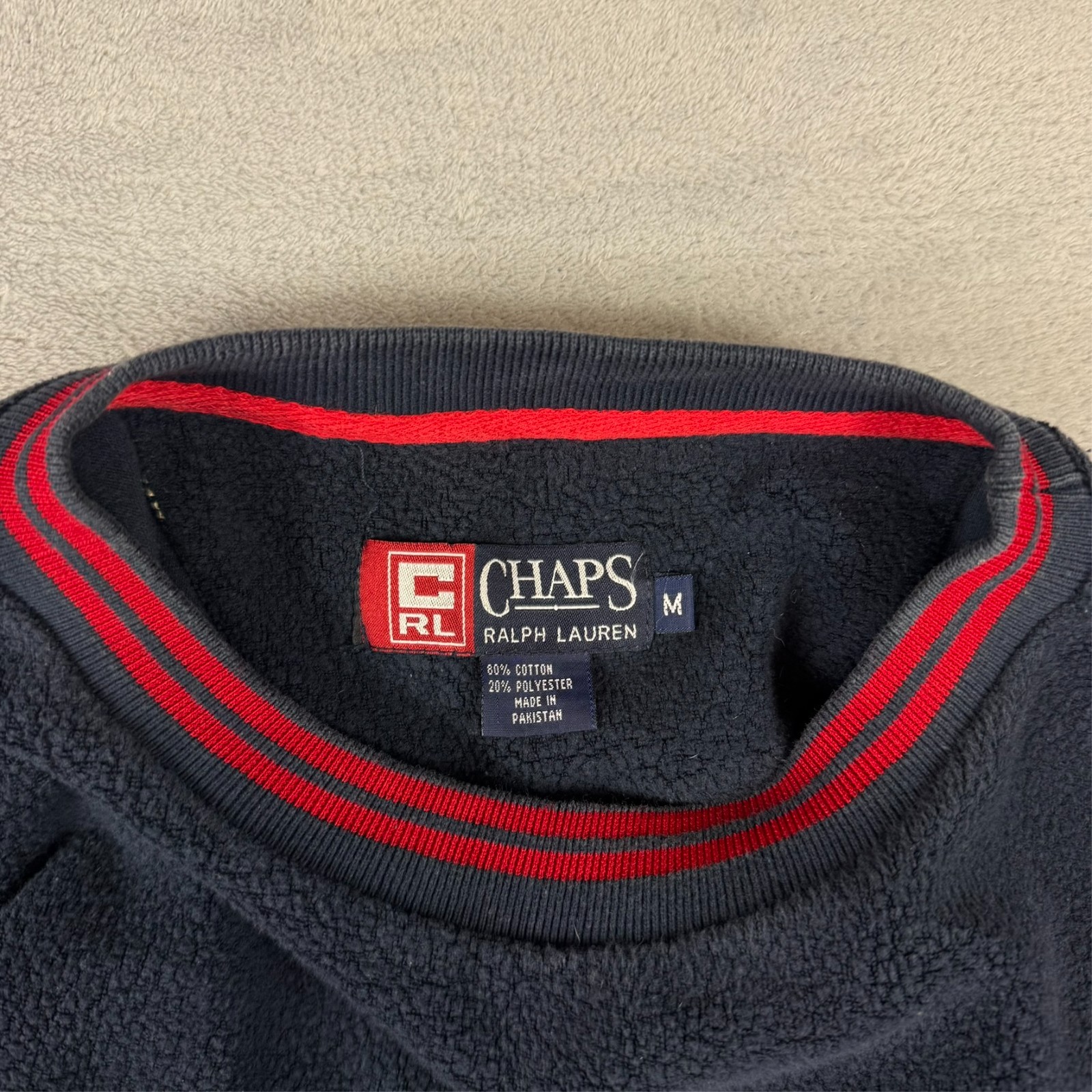 Vintage Chaps Ralph Lauren 1990's Navy Fleece Size Medium Pullover Sweatshirt image 5
