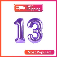 40 Inch Purple Number 13 Balloons Foil Digital Helium Number Balloons
