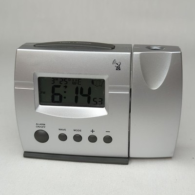 Atomic Projection Clock Display Time Date Snooze Alarm Silver 