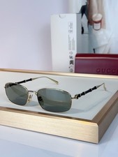 GUCCI GG2155S Gold Frame Bamboo Temple Square Grey Lens Sunglasses 57  19-140