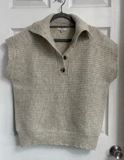 FRNCH Cream Sleeveless High Neck Sweater One Size -Large Shirt Sleeve