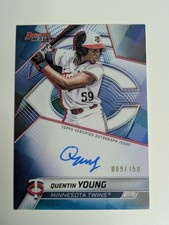 Quentin Young 2025 Bowman's Best Blue Refractor Auto /150 Twins Autograph