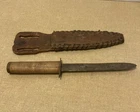 Antique Civil War Indian Wars Fighting Knife with Hand Made Sheath