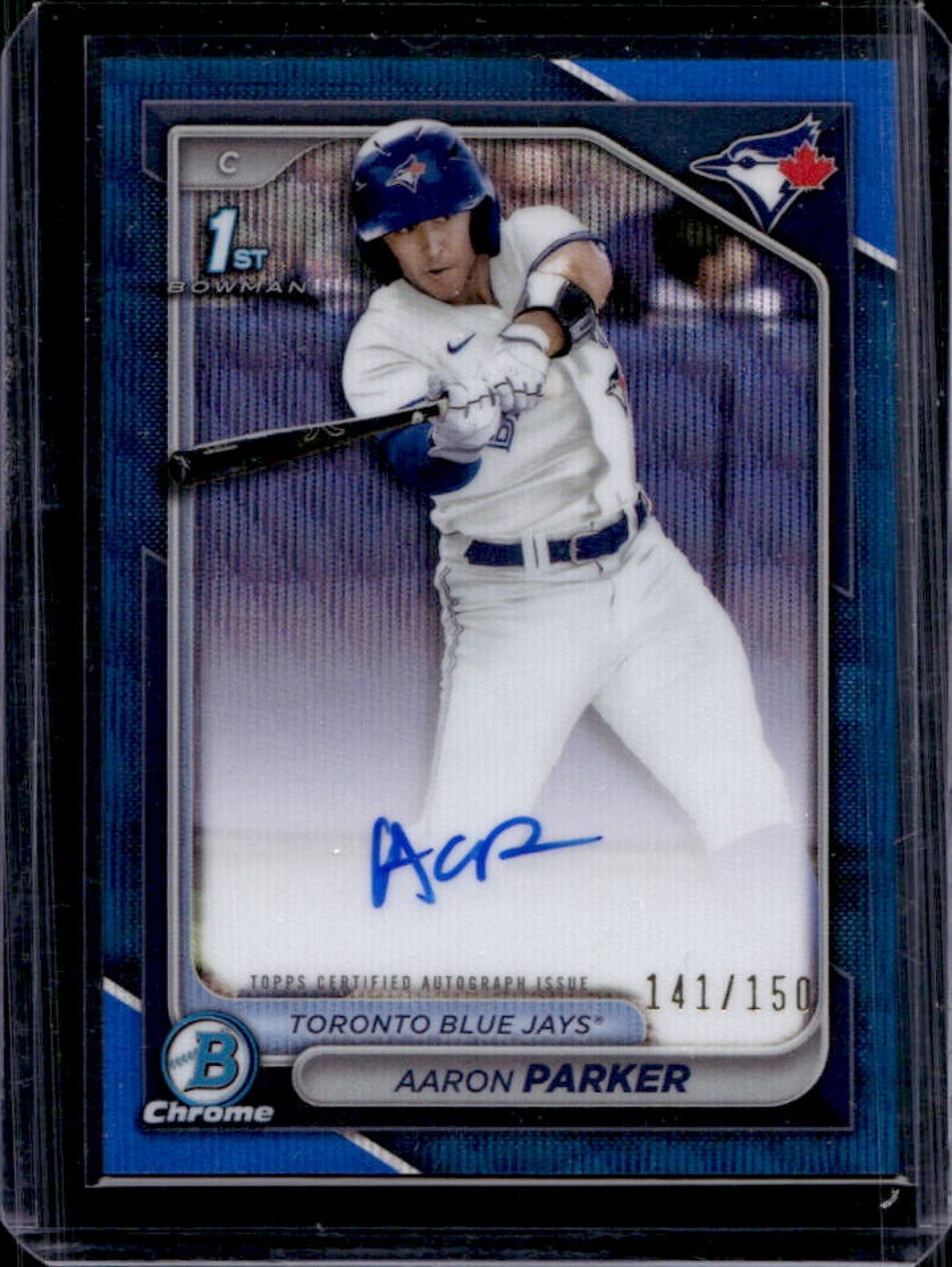 2024 Bowman Draft Aaron Parker Chrome Auto Blue Wave Refractor 1st #/150 Jays