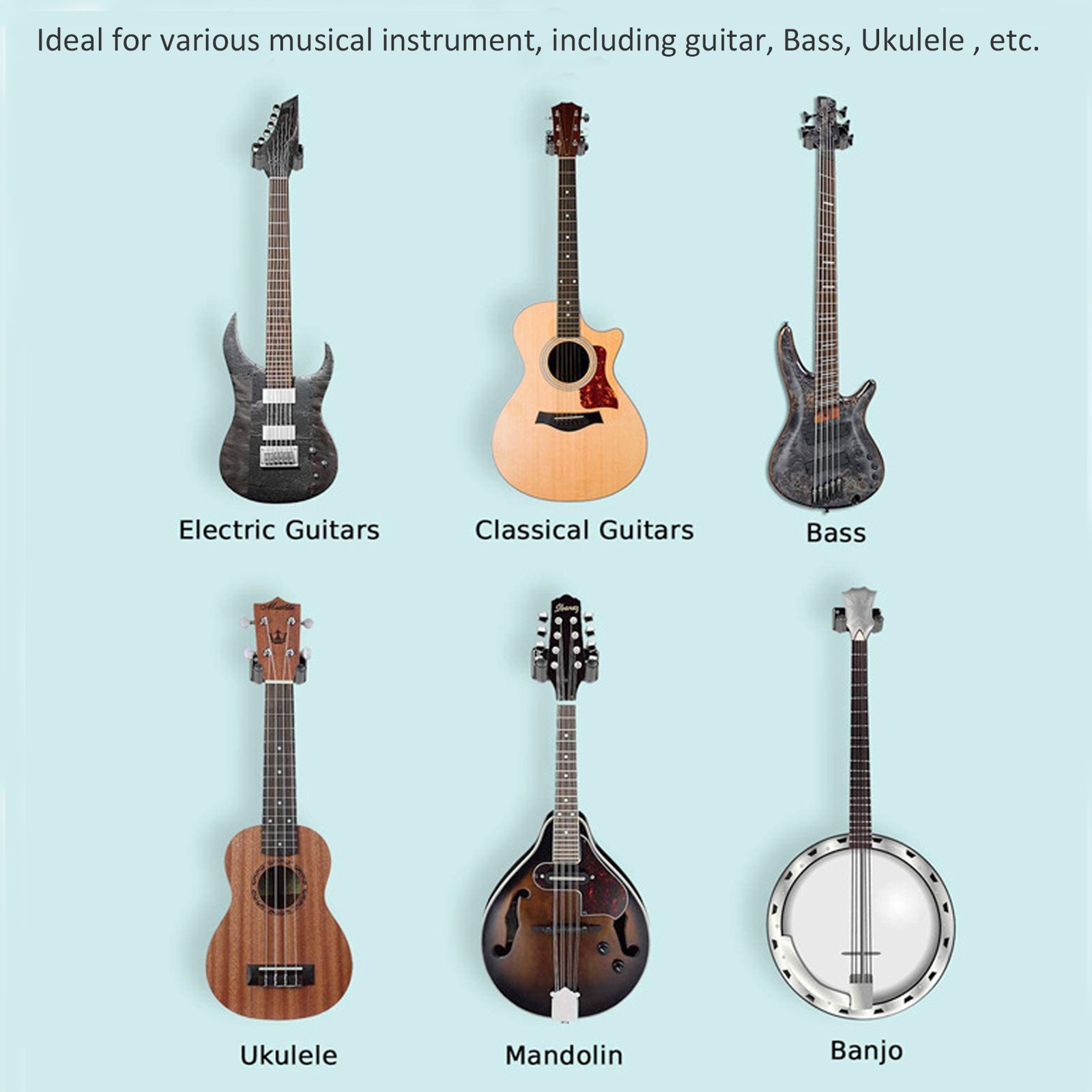 Guitar Holder Acoustic Bass Wall Mount Hook Keeper Ukulele Wall Stands For