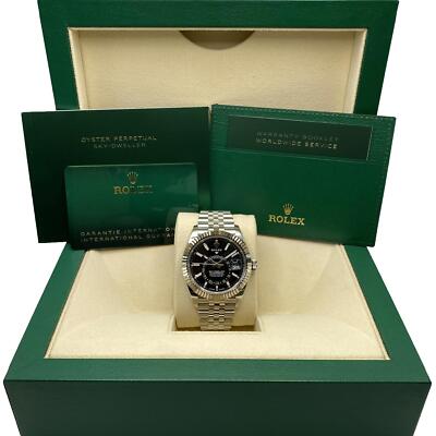 Rolex Himmel-Bewohners 42mm 336934 Stahl Schwarz Dial Automatisch Herren Uhr B&p