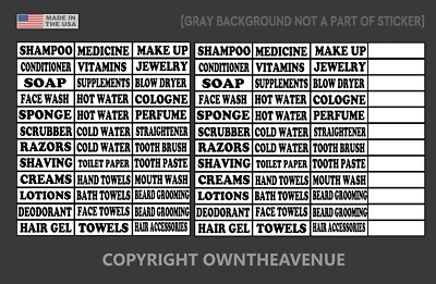 Bathroom Shower Vinyl Sticker Labels For Organizing Labeling Decals 84PCS