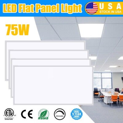 2x4 LED Flat Panel Light Fixture Drop Ceiling Office Lights 75Watt 0-10V,8400 LM